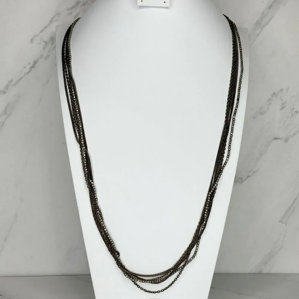 Chicos Multi Strand Gold Silver Tone Chain Link Necklace ✨